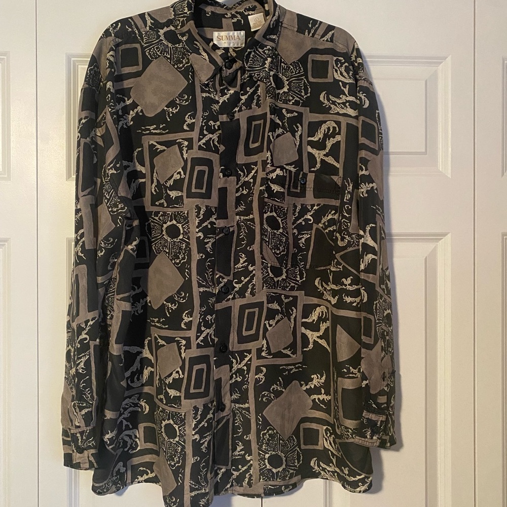 %100 Silk Retro dress shirt